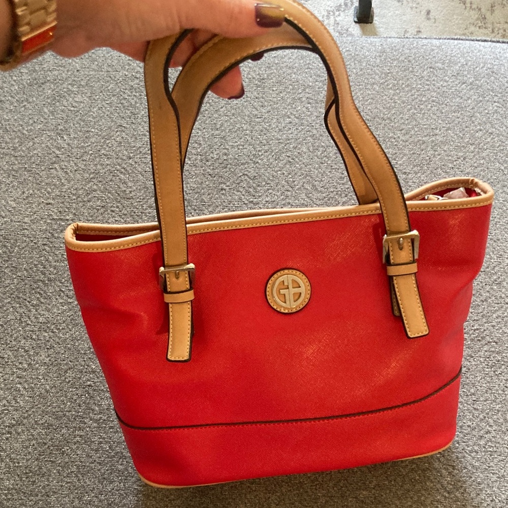 Giani Bernini Red and Tan Tote Bag